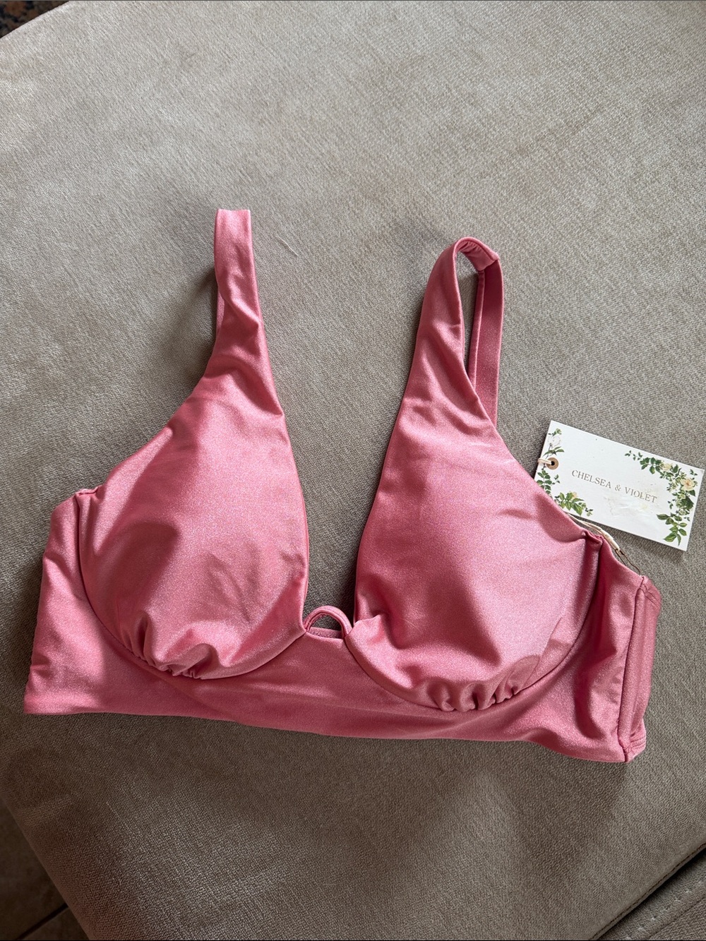 Chelsea & Violet Rose Satin Underwire Bikini Top